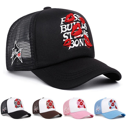 Trend New Cotton Mesh Hat Lipprint Men's Hip Hop Hat Women's Baseball Hat