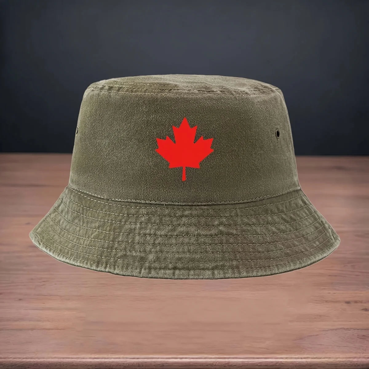 High-quality Printed Red Maple Leaf Pattern Bucket Hat
