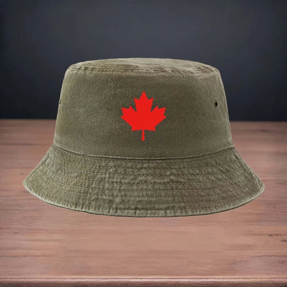 High-quality Printed Red Maple Leaf Pattern Bucket Hat