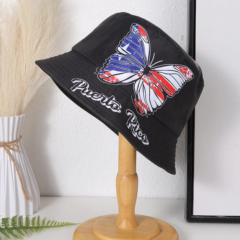 Fashion Trend Full Print Flower Butterfly Hat