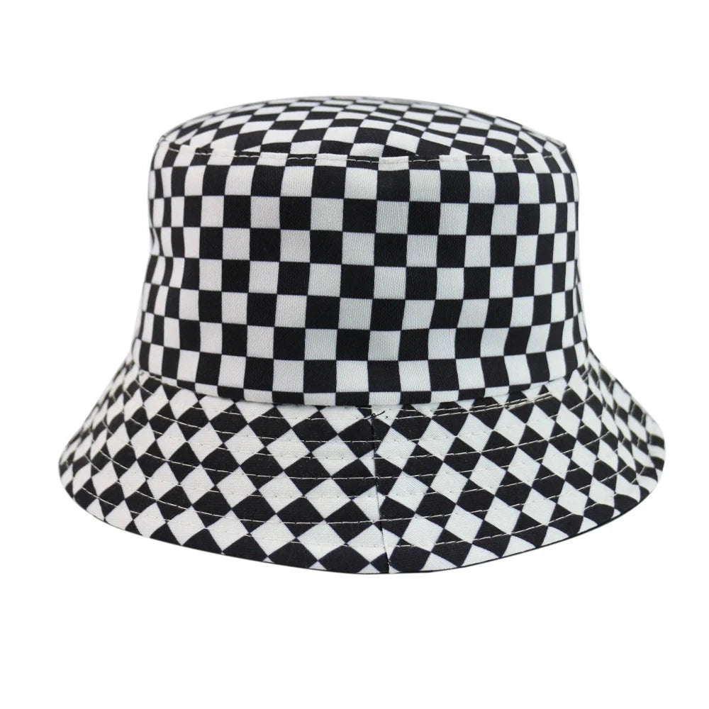 Black And White Checkered Chessboard Checkered Fsherman Hat Bucket Hat