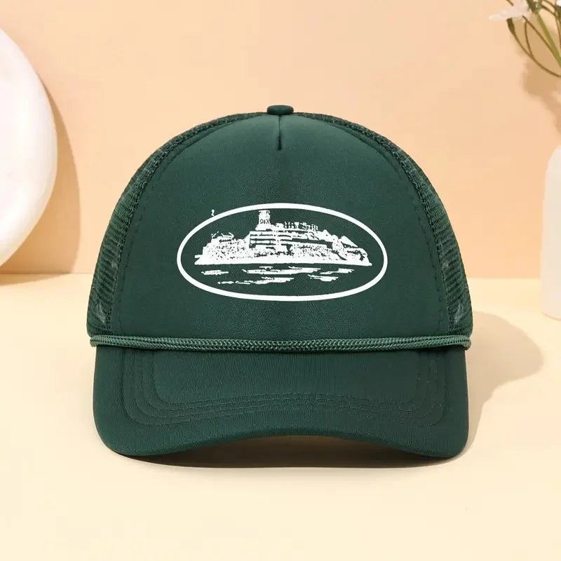 A Trendy City Scenery Mesh Dad Hat Adjustable Breathable Baseball Cap