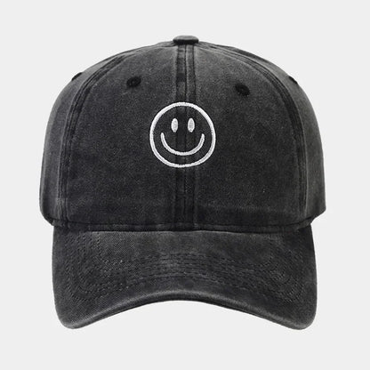 Washed Cotton Baseball Caps Women Men Soft Snapback Hat Outdoor Sport Trucker Gorras Smile Face