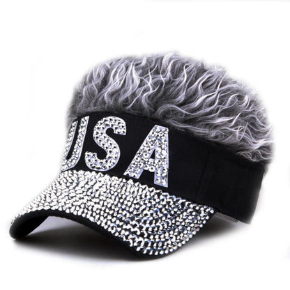 USA Wig Hat Baseball Cap Women Female Male Visors Sun Hat Cotton