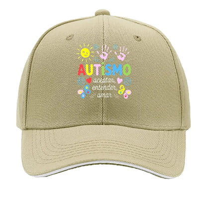Autismo Colorful Handprints Sun Hearts Sandwich Baseball Cap