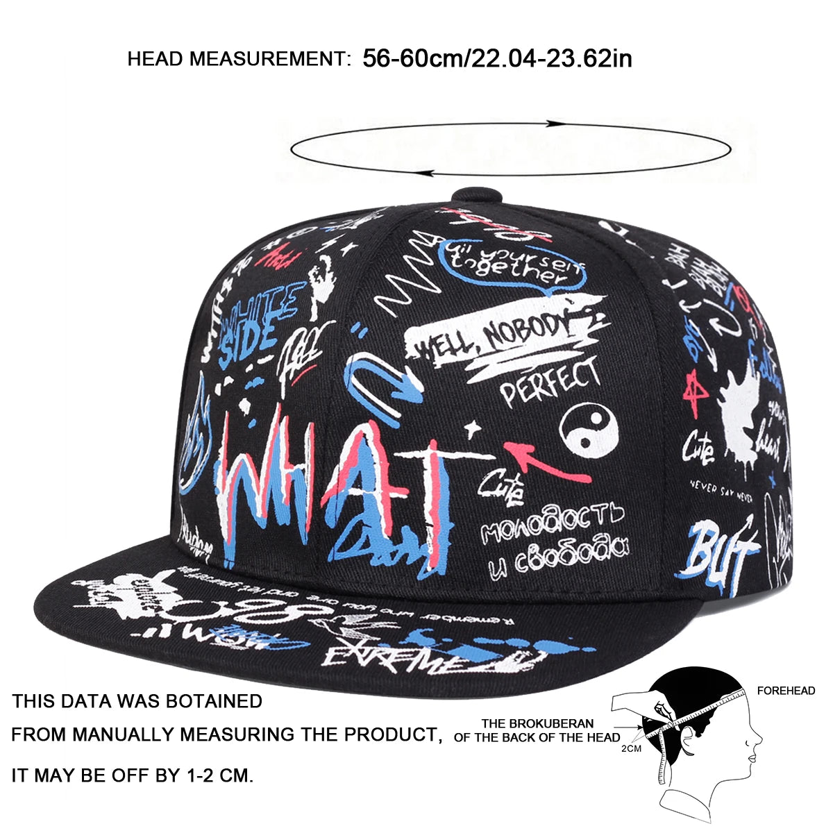 Unisex WHAT Graffiti Print Hip-hop Hats Fashion Spring Autumn Outdoor
