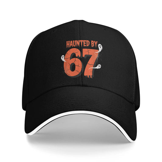 Haunted By 67 Halloween Funny 67 Meme Six Seven Ghost Baseball Cap
