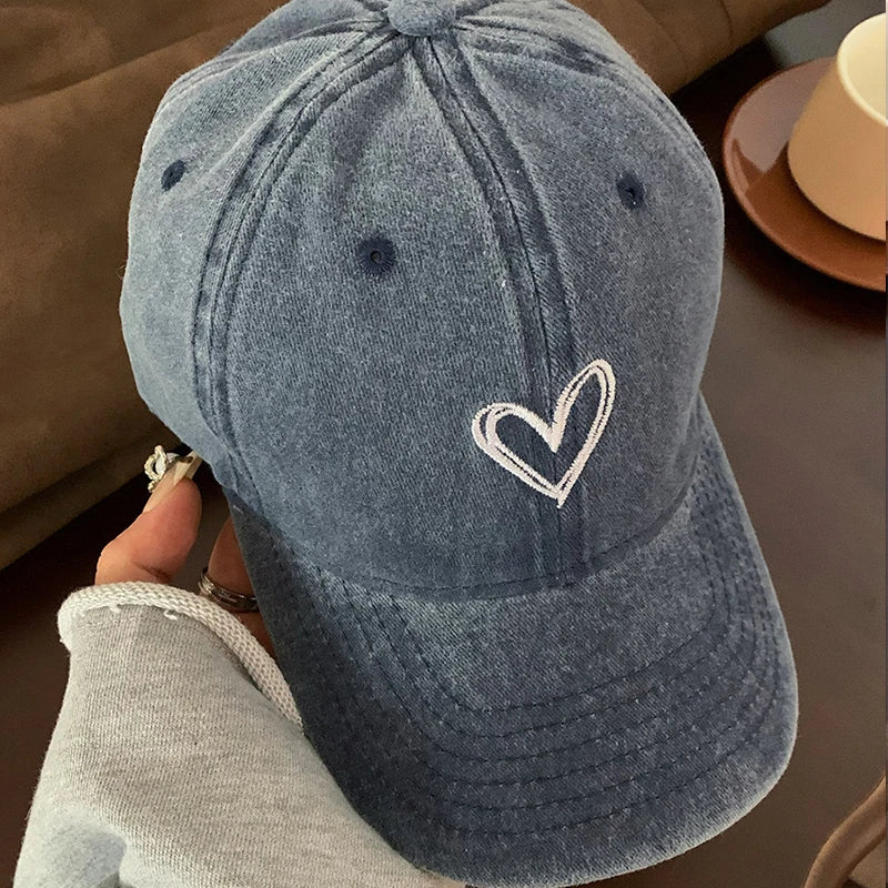 Pink Bow Baseball Cap For Women Y2K Korean Washed Denim Snapback Hat