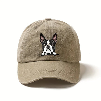 Cute Boston Dog Printed Baseball Hat