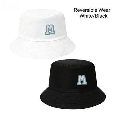 Two-Tone Outline Letter M Embroidery Reversible Bucket Hat