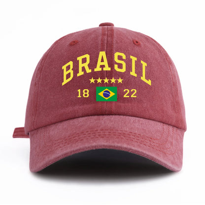 BRASIL Print Washed Baseball Cap For Adults