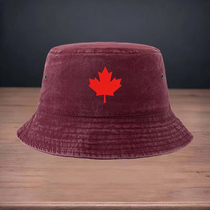 High-quality Printed Red Maple Leaf Pattern Bucket Hat