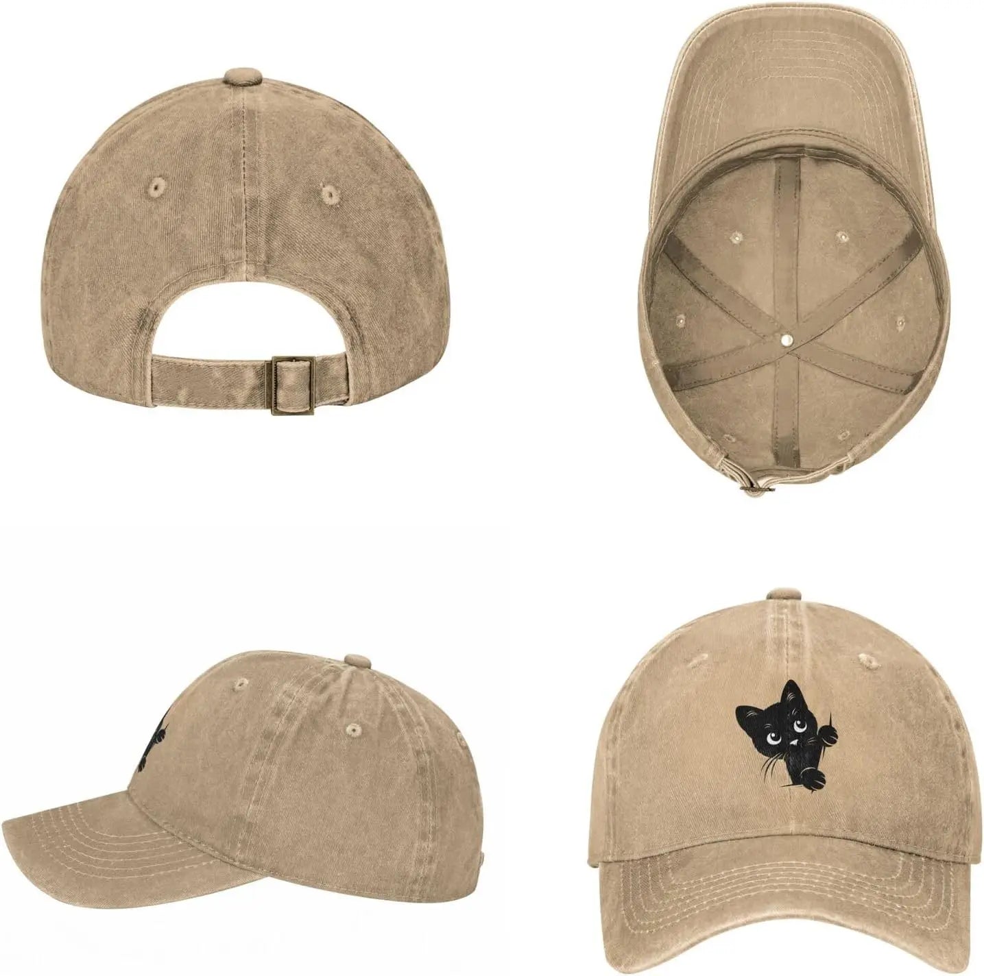 Funny Black Cat Peeking Baseball Caps For Women Man
