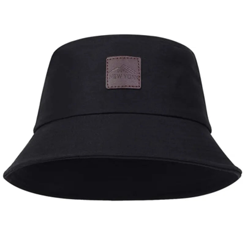 Unisex New York Leather Label Personality Bucket Hats Fishermen Caps