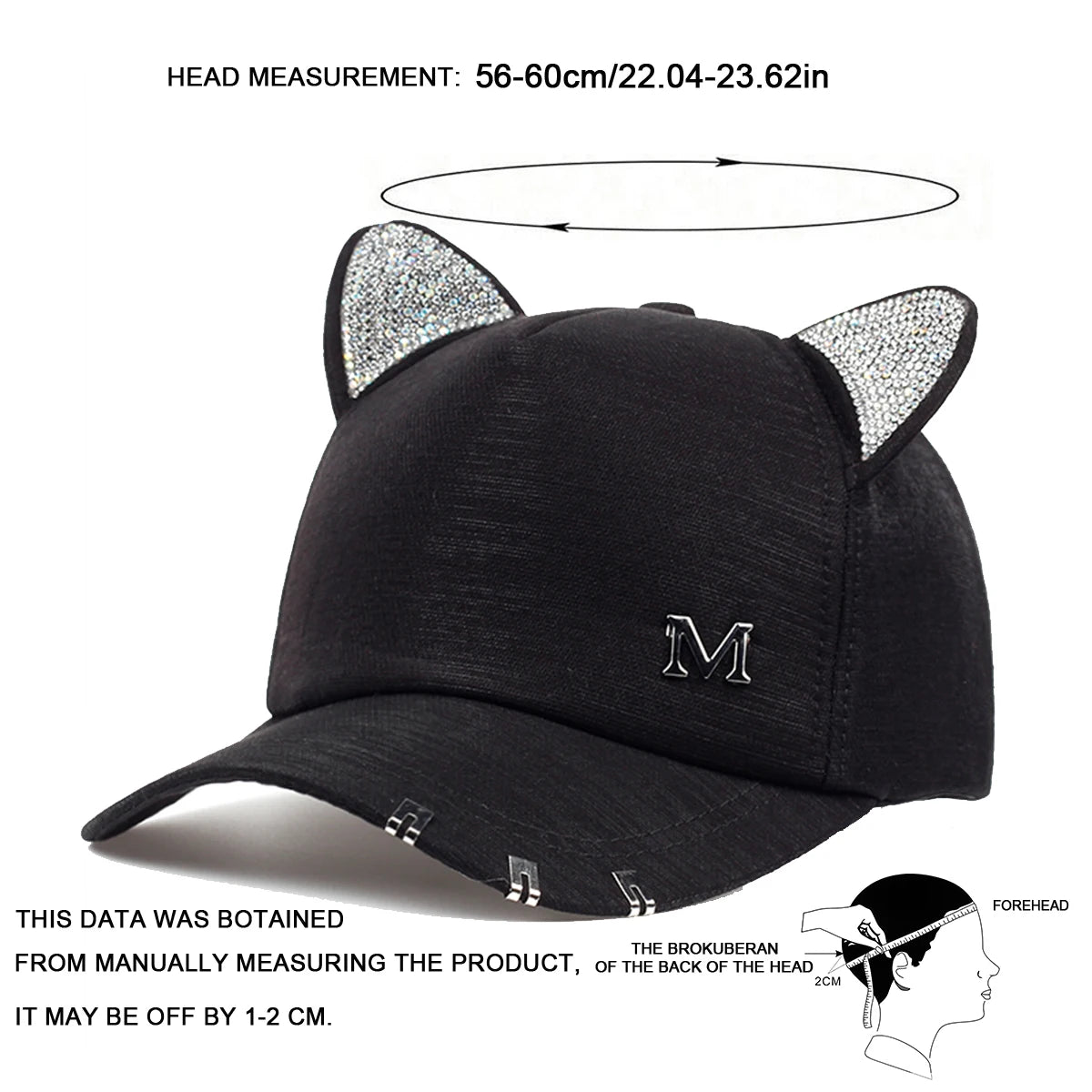 Unisex Cute Cat Ears M Label Baseball Caps