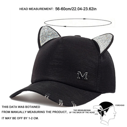 Unisex Cute Cat Ears M Label Baseball Caps