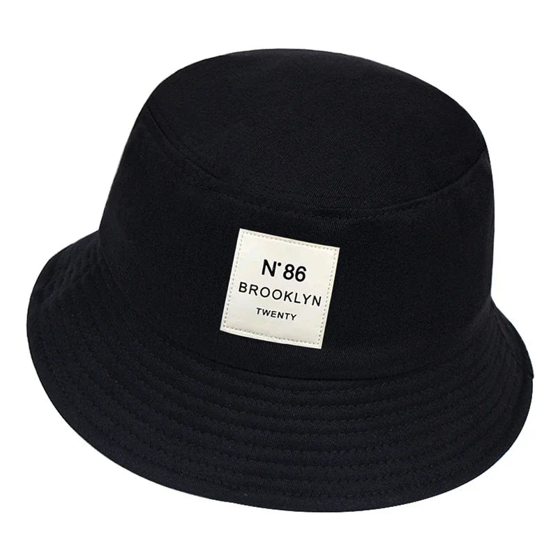 Unisex Panama Bucket Hat Brooklyn Leather Label Fisherman Hat For Men Women