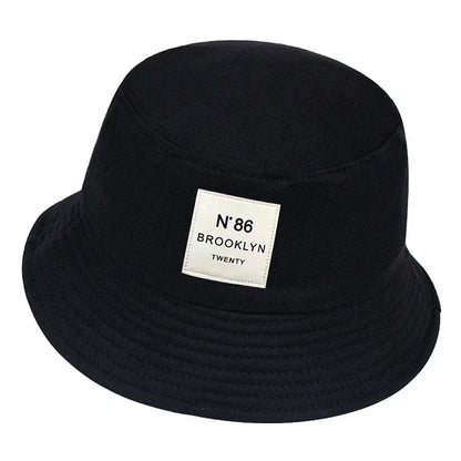 Unisex Panama Bucket Hat Brooklyn Leather Label Fisherman Hat For Men Women