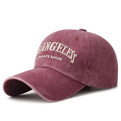 New Soft Top Washed Vintage Coated Cloth Cap Three-Dimensional Embroidery Sunhat Distressed White Baseball Cap