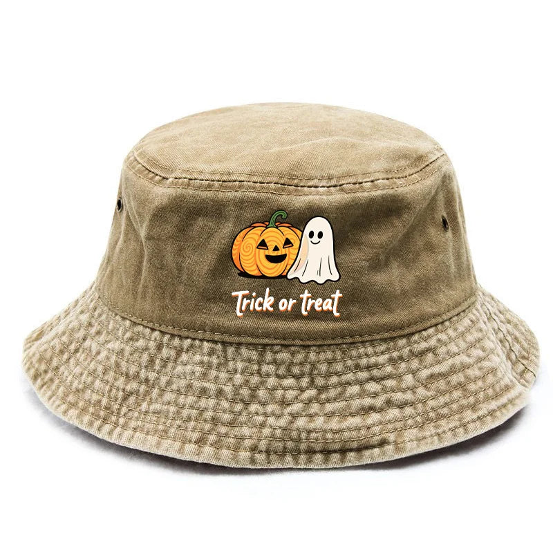 Halloween Themed Atmosphere TRICK OR TREAT Printed Bucket Hat