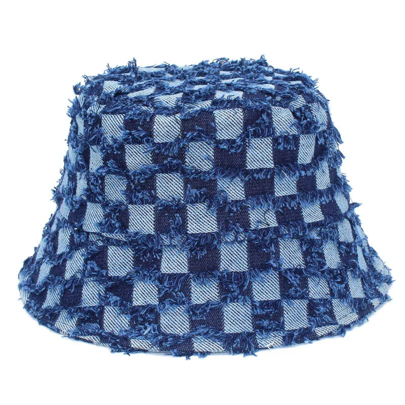 Spring Summer Strawberry Embroidery Denim Jeans Bucket Hat For Men Women