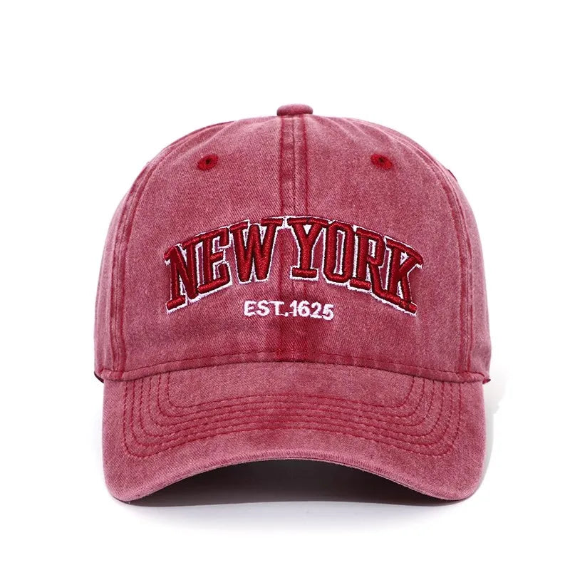 New York Washed Cotton Baseball Cap Hats For Women Men