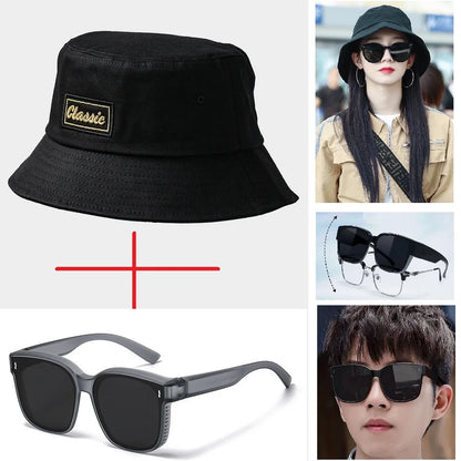 Men Women Big Head Bucket Hats Beach Oversize Sun Cap