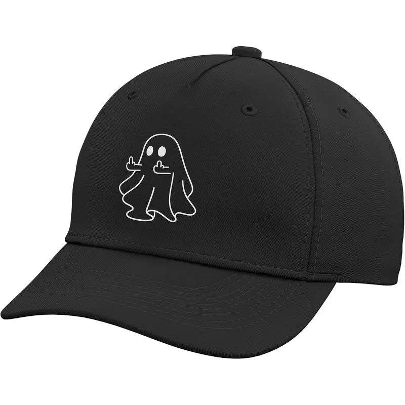 Ghost Middle Finger Funny Sarcastic Halloween Lover Adjustable Baseball Hat