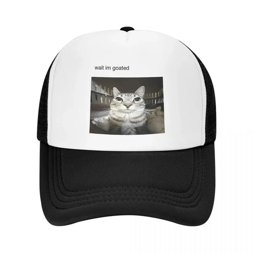 Wait I'm Goated Cat Mesh Baseball Cap