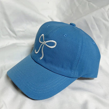 Korean Bow Baseball Cap Women Y2K Pink Bows Embroidered