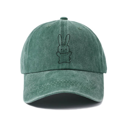 Rabbit Peace Sign Washed Baseball Cap