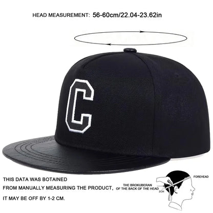 Unisex C Letter Embroidery Hip-hop Hats Adjustable Casual Snapback Caps
