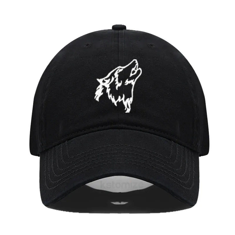 Wolf Embroidered Baseball Cap For Women Men