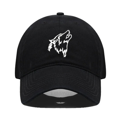 Wolf Embroidered Baseball Cap For Women Men