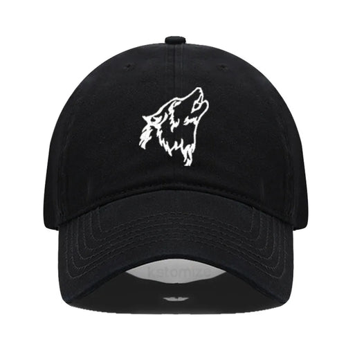Wolf Embroidered Baseball Cap For Women Men
