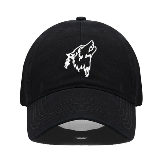 Wolf Embroidered Baseball Cap For Women Men