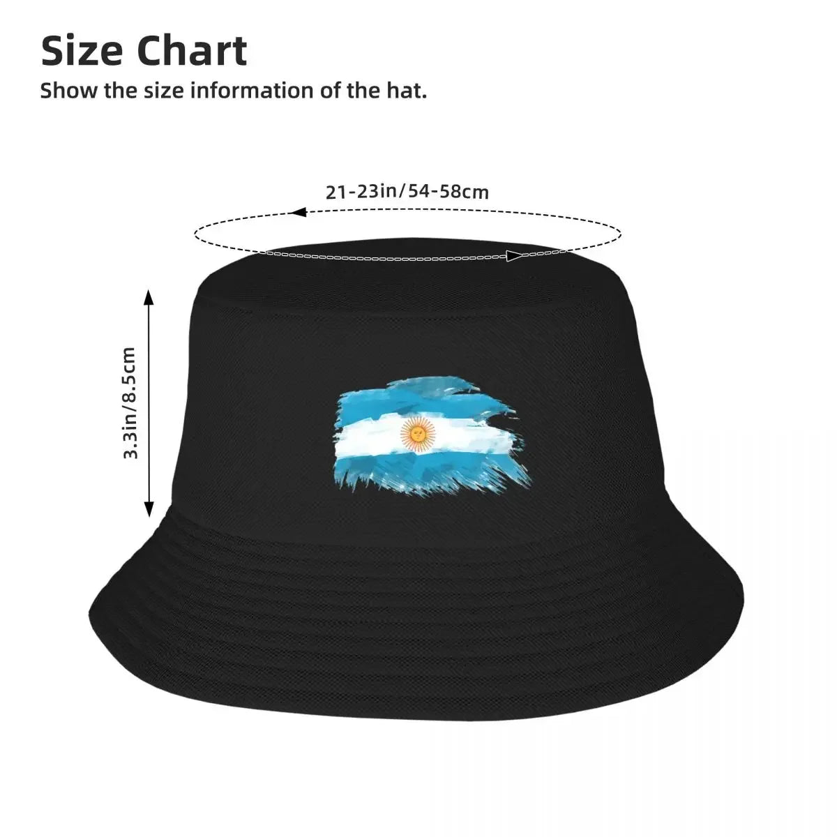 Men Women Bucket Hats Argentina Flag Summer Beach Hatwear