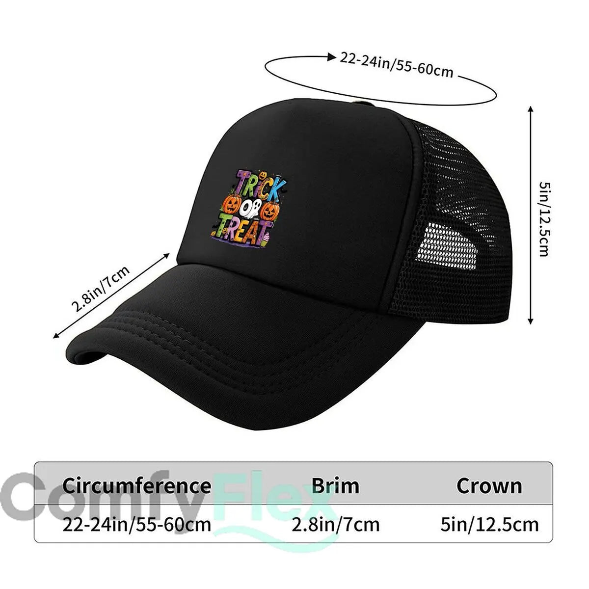 Trick Or Treat Halloween Graphic 2026 Mesh Baseball Cap