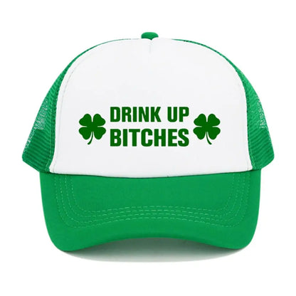 New Green Velvet Clover Shamrock Hat Sunshade Breathable Sun Hat Mesh Baseball Cap
