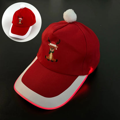2025 Christmas Cartoon LED Luminous Hat Glowing Baseball Cap Men Women Winter Light Up