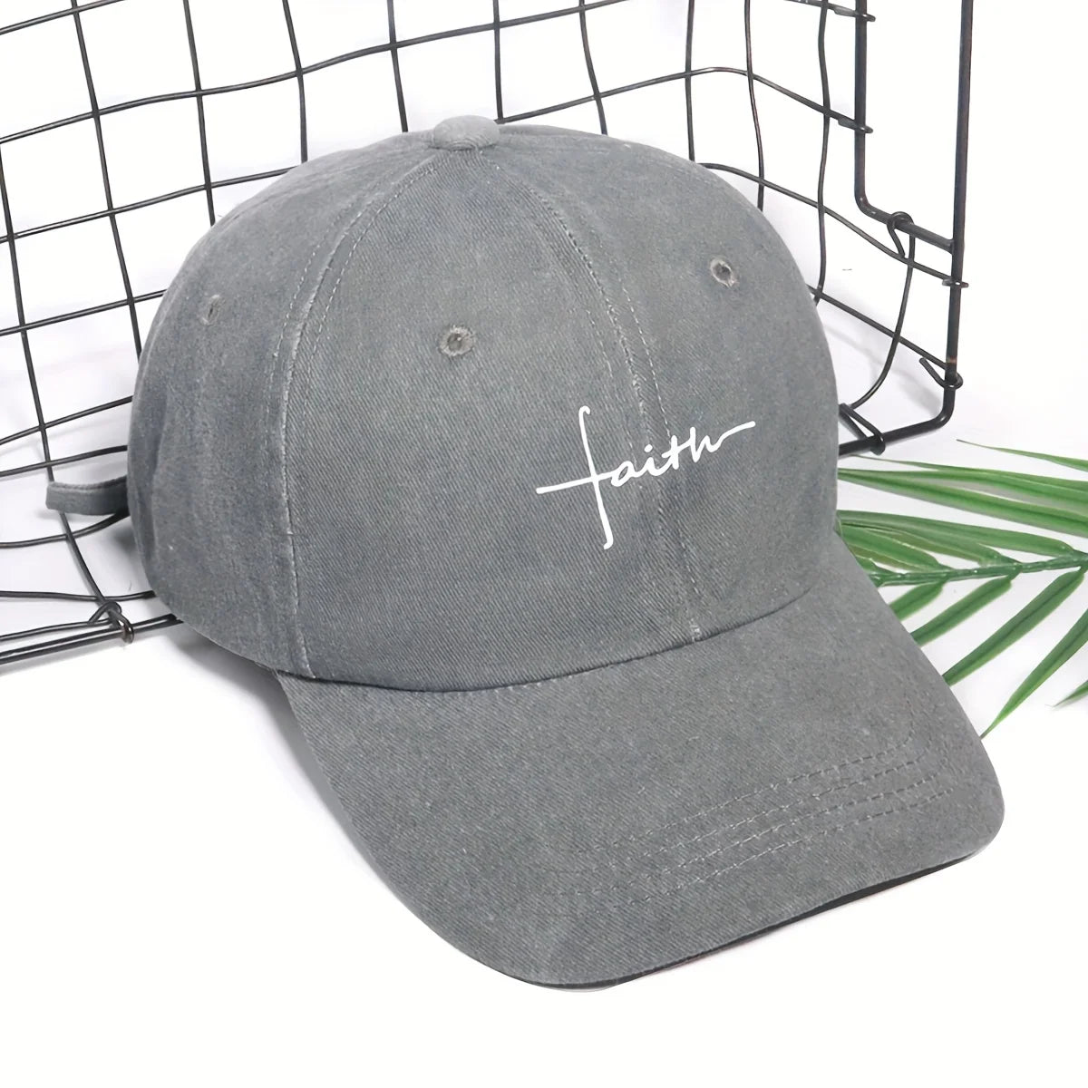 Faith Printed Retro Street Style Distressed Men Women Baseball Cap