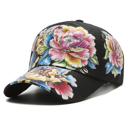 Flower Sun Hats Printed Chinese Style Floral Sun Hats Baseball Hat