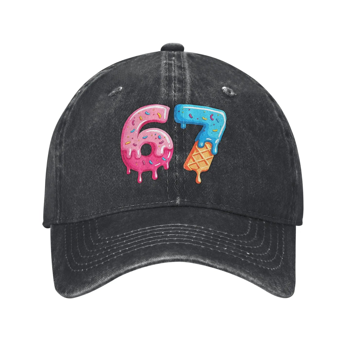 67 Ice Cream Drip Meme Funny Six Seven Gen Alpha Slang Baseball Cap
