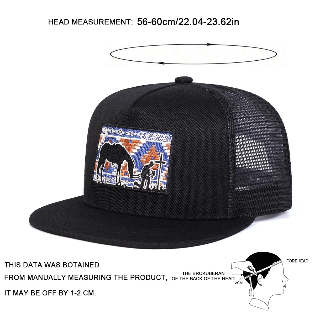 Unisex Horse Cross Embroidery Hip-hop Net Hats Spring Summer Adjustable Snapback Caps