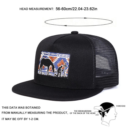 Unisex Horse Cross Embroidery Hip-hop Net Hats Spring Summer Adjustable Snapback Caps