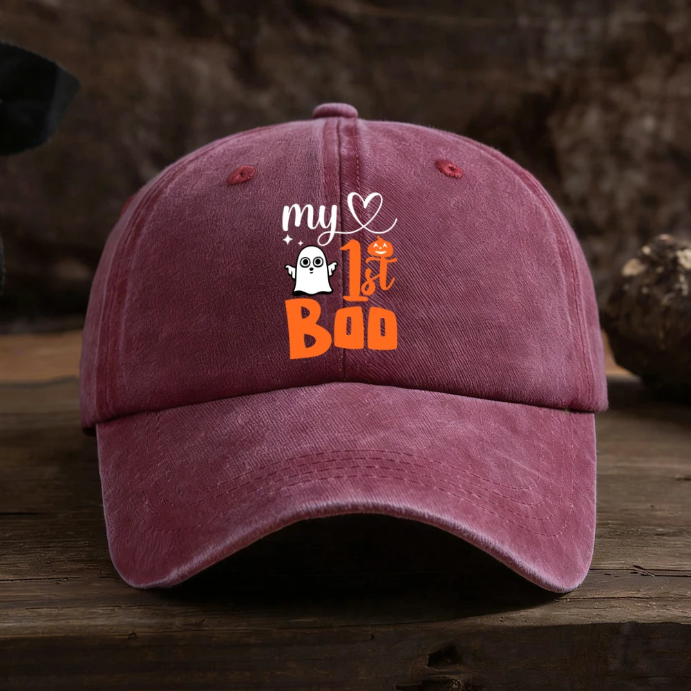 Baseball Cap Ghost Pumpkin Heart Graphic