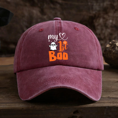 Baseball Cap Ghost Pumpkin Heart Graphic