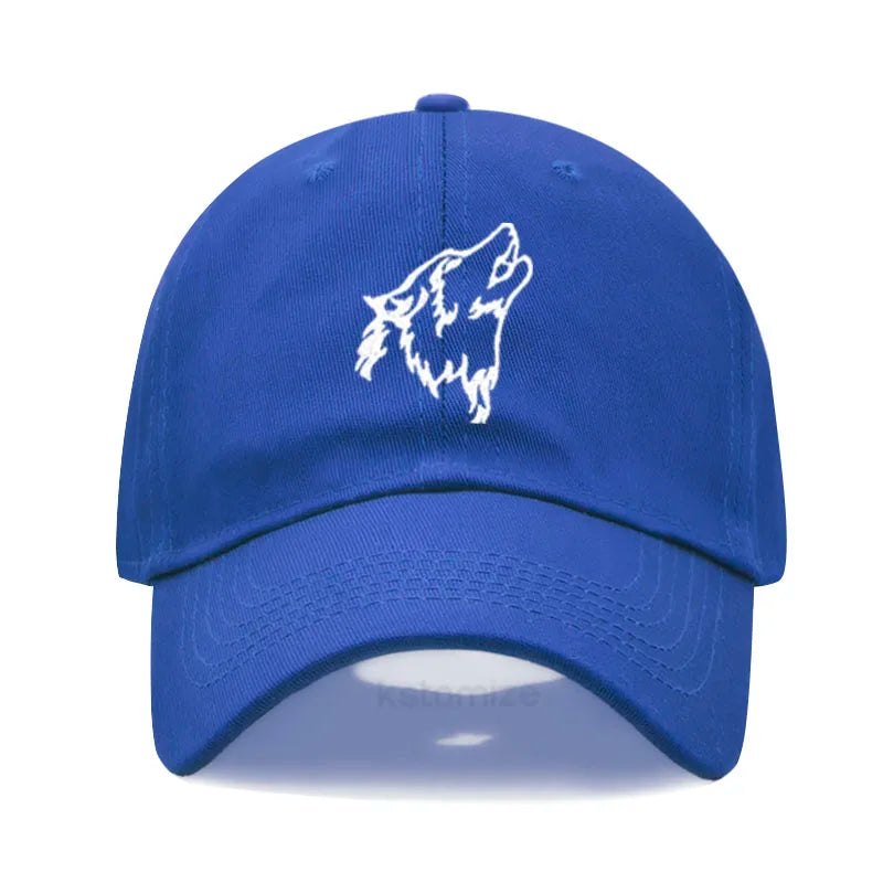 Wolf Embroidered Baseball Cap For Women Men