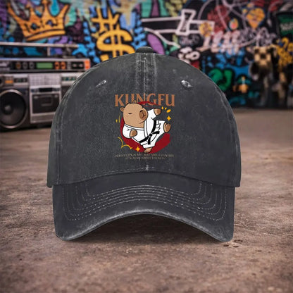 Kung Fu Capybara Washed Baseball Cap