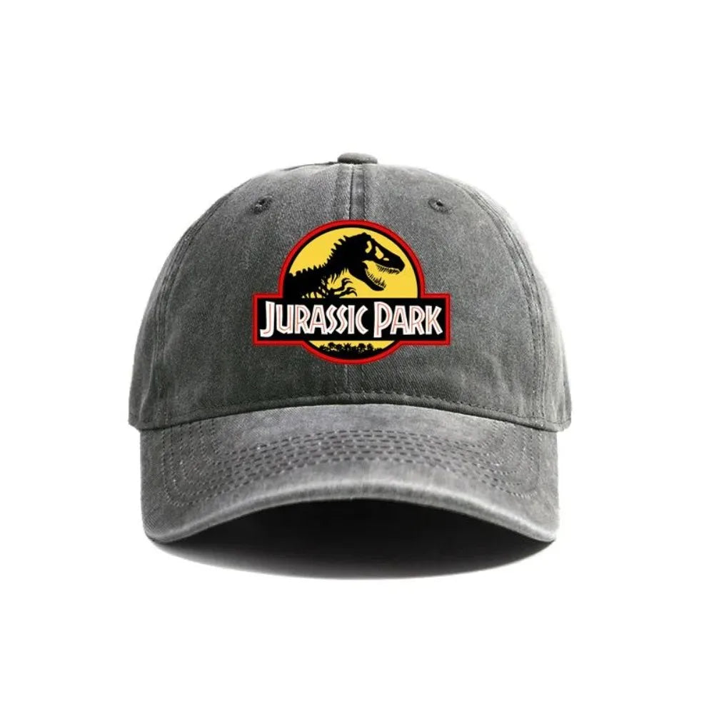 Jurassic Park Baseball Cap Distressed Hats Cap Dinosaur Men Retro